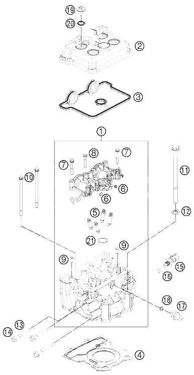 All parts for the Cylinder Head of the KTM 200 Duke Orange Europe 8103L6 2012