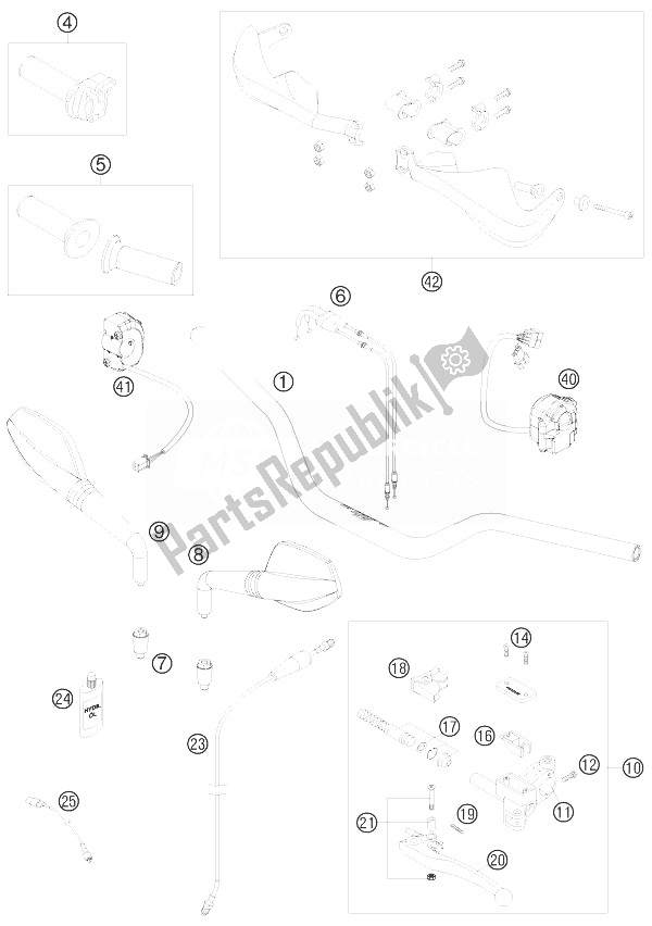 Toutes les pièces pour le Guidon, Commandes du KTM 690 SMC Australia United Kingdom 2010