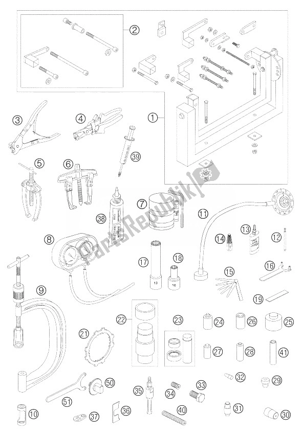 Toutes les pièces pour le Outils Spéciaux du KTM 950 Superenduro R Europe 2007