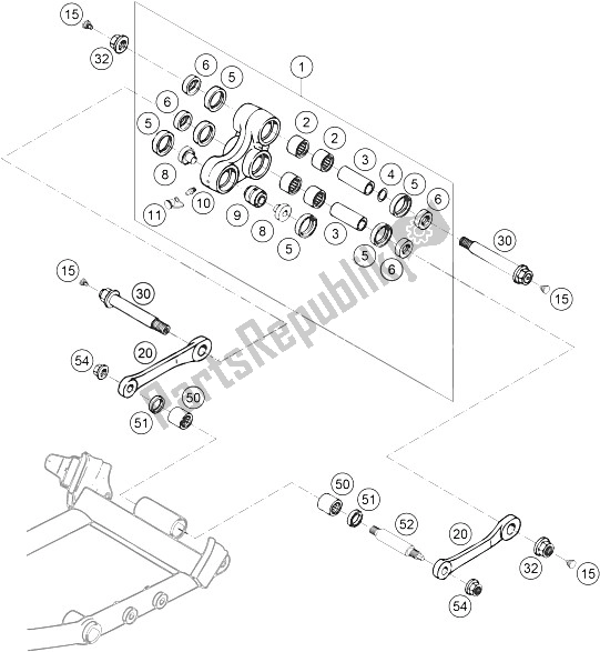 All parts for the Pro Lever Linking 660 Rallye of the KTM 450 Rallye Factory Repl Europe 2005