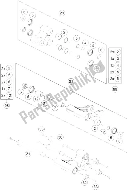 All parts for the Pro Lever Linking of the KTM 690 Duke Black CKD Malaysia 2012