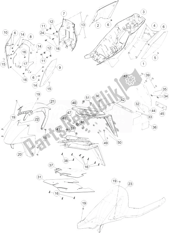 Toutes les pièces pour le Masque, Garde-boue du KTM 1290 Superduke R Orange ABS 14 Europe 2014