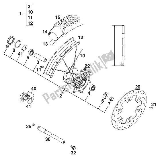 Todas las partes para Rueda Delantera Euro 125 '97 de KTM 125 LC2 100 Orange Europe 110372 1997