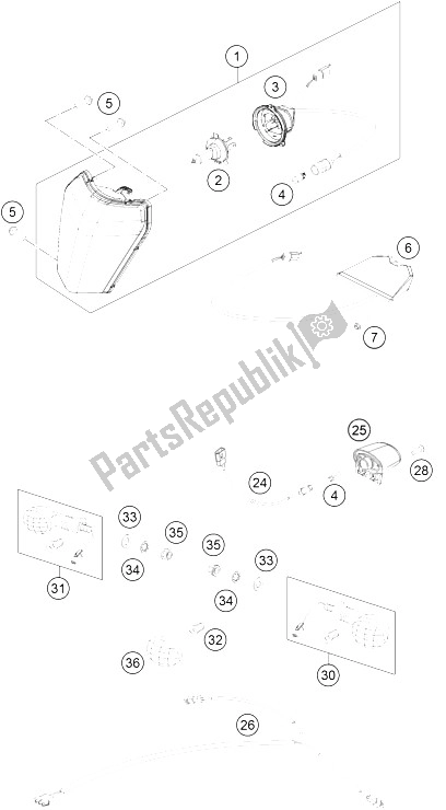 Tutte le parti per il Sistema Di Illuminazione del KTM 250 EXC F Europe 2015