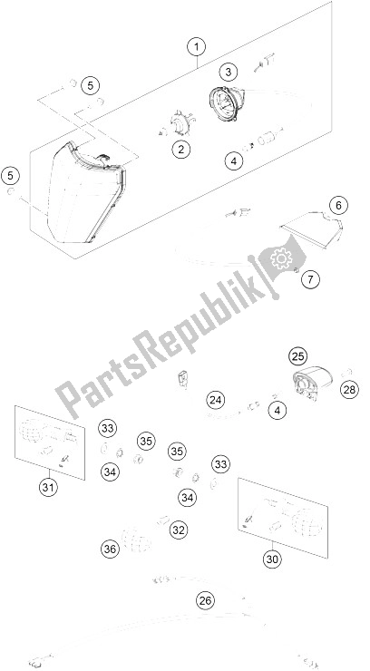 All parts for the Lighting System of the KTM 250 EXC F Factory Edition Europe 2015