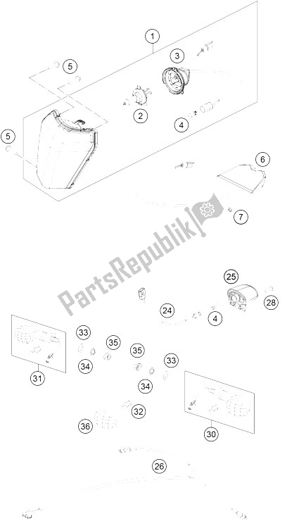 Tutte le parti per il Sistema Di Illuminazione del KTM 350 EXC F Factory Edition Europe 2015
