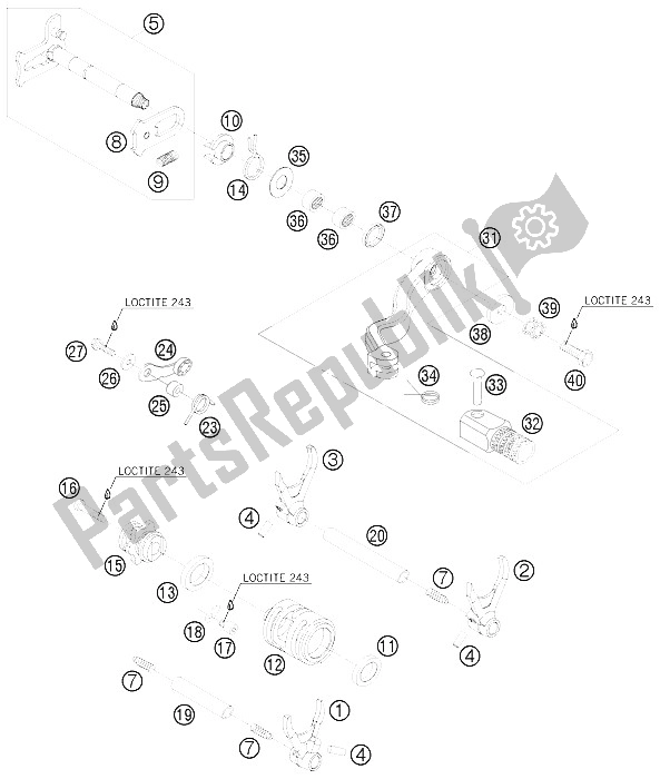 Toutes les pièces pour le Mécanisme De Changement du KTM 250 XC W South Africa 2009