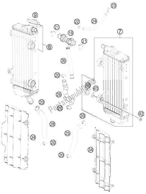 All parts for the Cooling System of the KTM 250 SX F Europe 2012