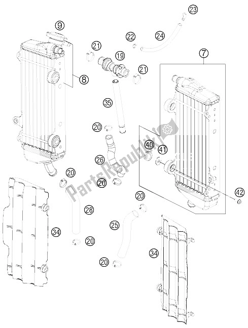 Toutes les pièces pour le Système De Refroidissement du KTM 250 SX F USA 2012