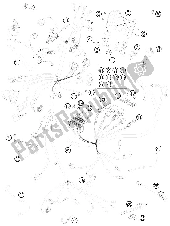 All parts for the Wiring Harness of the KTM 990 Super Duke Black Australia United Kingdom 2011