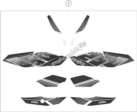 All parts for the Decal of the KTM 250 Duke WH ABS B D 15 Europe 2015