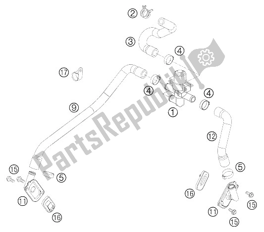 All parts for the Secundary Air System of the KTM 990 Superduke Black Japan 2005