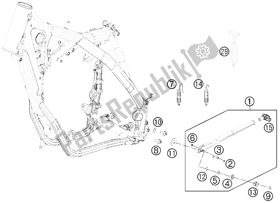 All parts for the Side / Center Stand of the KTM 250 XC Europe USA 2012