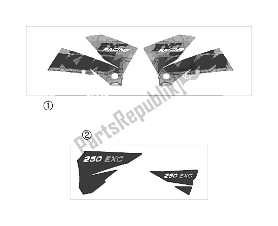 All parts for the Decal of the KTM 250 EXC Europe 2006