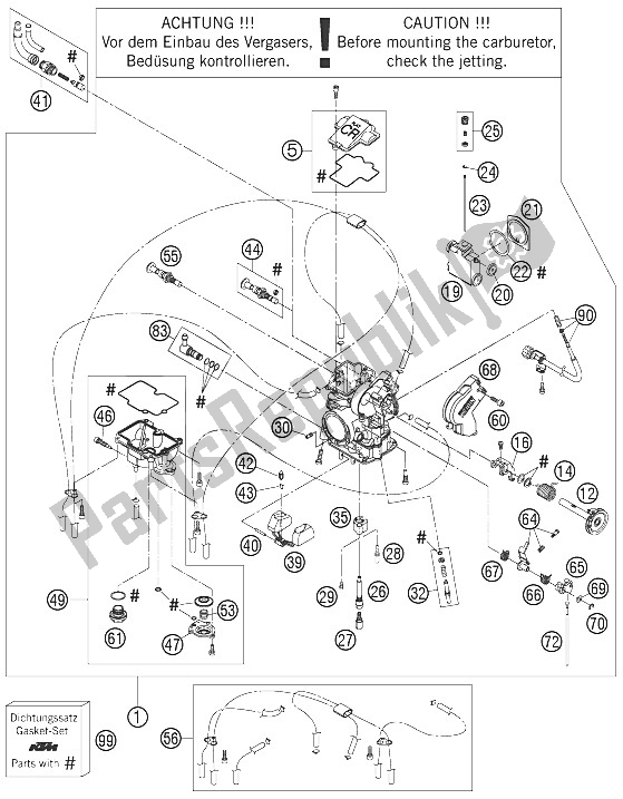 Todas as partes de Carburador do KTM 540 SXS Europe 2006