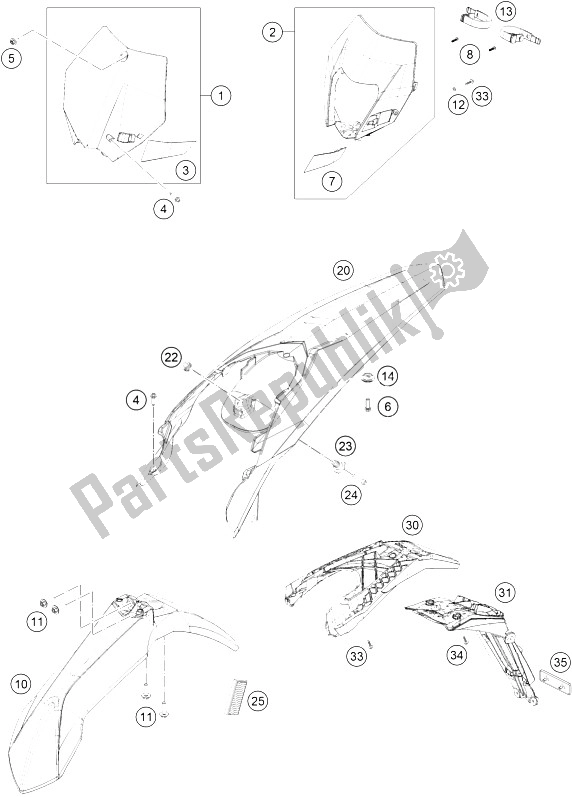 Toutes les pièces pour le Masque, Ailes du KTM 500 EXC Australia 2015