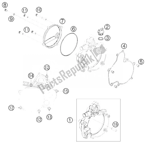 Tutte le parti per il Coperchio Frizione del KTM 50 SX Europe 2010