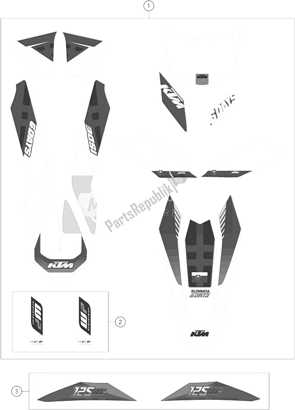 Wszystkie części do Kalkomania KTM 125 EXC SIX Days Europe 2016