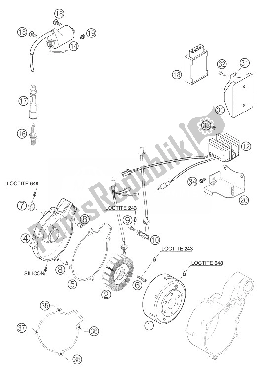 All parts for the Ignition System Kokusan of the KTM 400 LS E MIL Europe 9390D4 2004