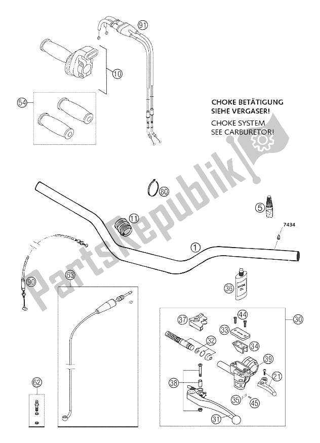 All parts for the Handlebar, Instruments 660 Ral of the KTM 660 Rallye Europe 2002