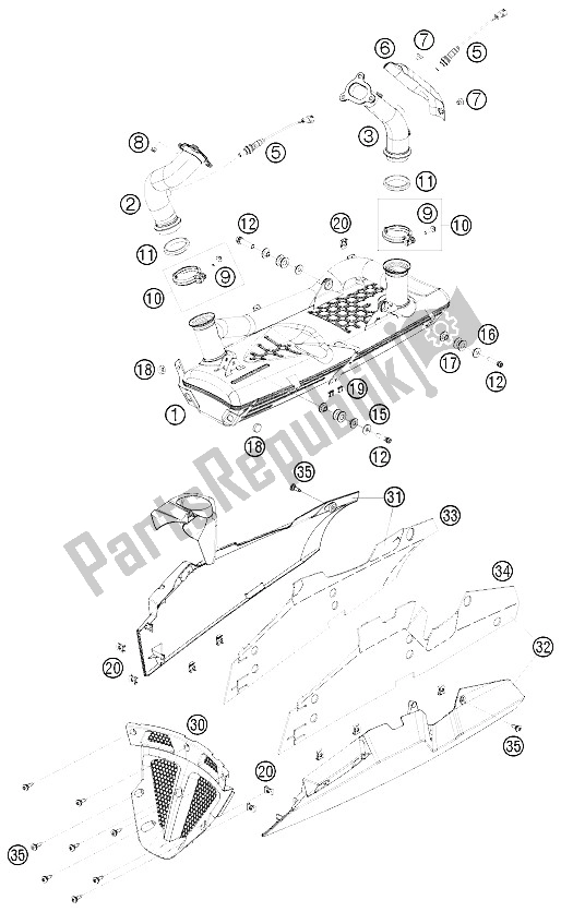 Todas las partes para Sistema De Escape de KTM 1190 RC 8 Black France 2009