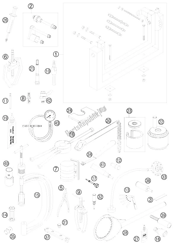 Alle onderdelen voor de Speciaal Gereedschap van de KTM 450 SXS F Europe 2008