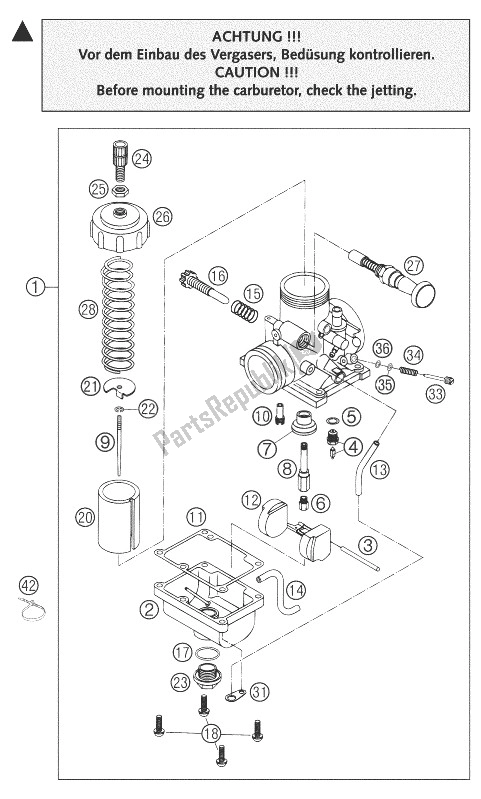 All parts for the Carburetor Vm24-505 65 Sx of the KTM 65 SX Europe 2004