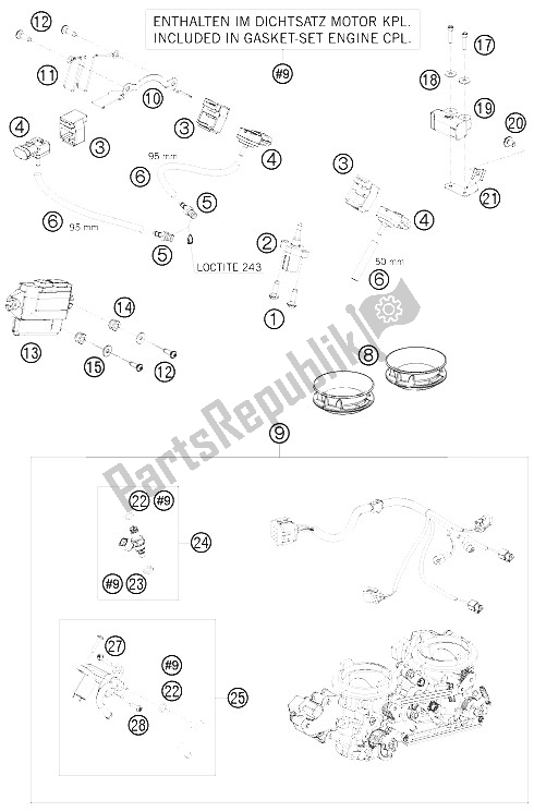 Todas las partes para Cuerpo Del Acelerador de KTM 1190 RC 8 White Europe 2008