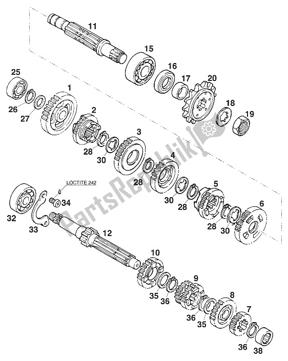 Tutte le parti per il Cambio Euro 125 '96 del KTM 125 LC2 100 Europeropa Europe 1996