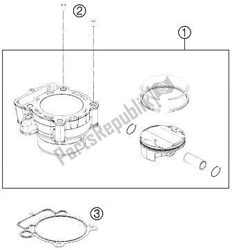 All parts for the Cylinder of the KTM 350 EXC F SIX Days Europe 2012