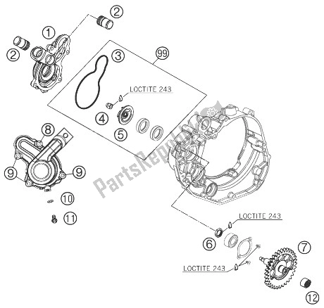 Tutte le parti per il Pompa Dell'acqua del KTM 450 SX F Europe 2007