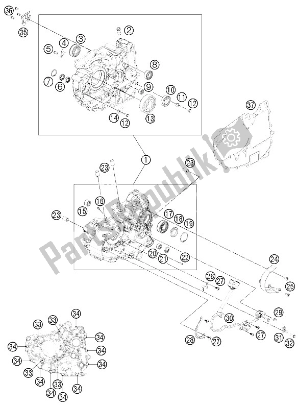 Todas as partes de Caixa Do Motor do KTM 125 Duke Orange Europe 8026L4 2012