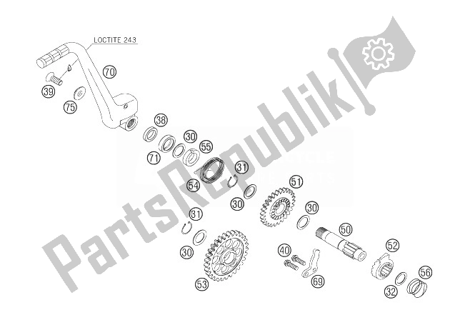 All parts for the Kickstarter of the KTM 250 XC F USA 2007