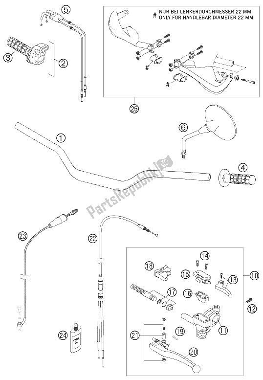 All parts for the Handle Bar - Controls 950 Adventur of the KTM 950 Adventure Black USA 2005