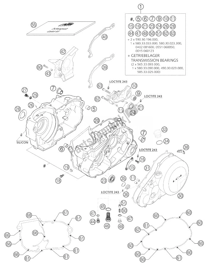 Toutes les pièces pour le Carter Moteur 625 Sxc du KTM 625 SXC USA 2003