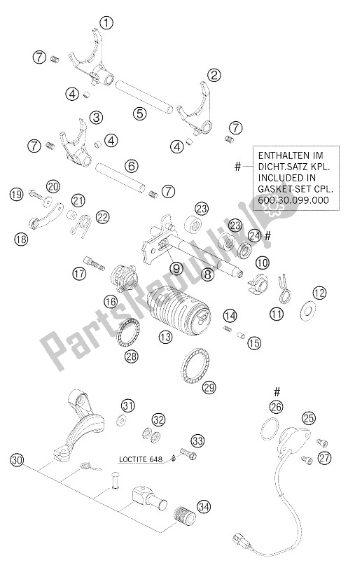 Toutes les pièces pour le Mécanisme De Changement du KTM 950 Supermoto Orange Australia United Kingdom 2005