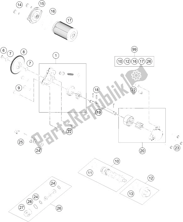 Toutes les pièces pour le Système De Lubrification du KTM 250 Duke BL ABS B D 15 Asia 2015