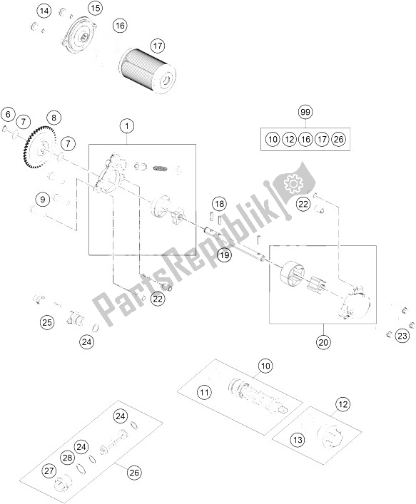 Toutes les pièces pour le Système De Lubrification du KTM RC 390 White ABS B D 15 Australia 2015