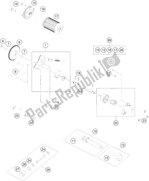 Todas las partes para Sistema De Lubricación de KTM RC 390 White ABS CKD 15 China 2015