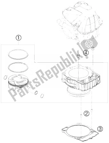 All parts for the Cylinder of the KTM 450 XC W USA 2014