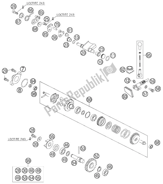 All parts for the Exhaust Control of the KTM 85 SX 17 14 Europe 2006