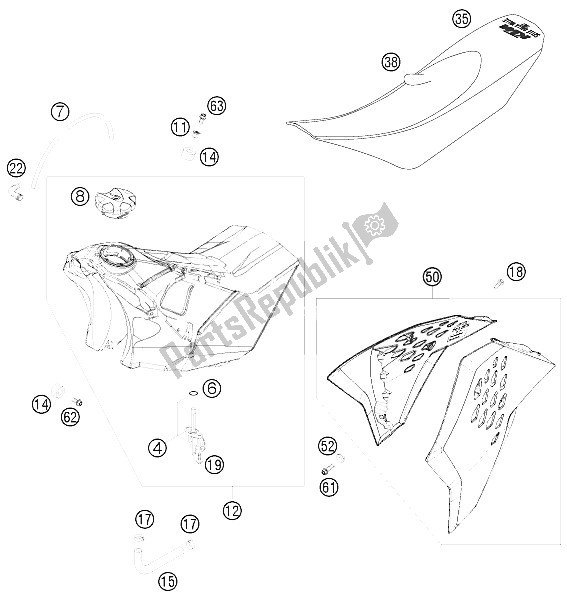 All parts for the Tank, Seat, Cover of the KTM 450 SX F Europe 2009