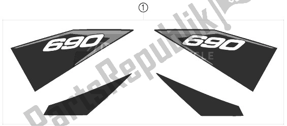 All parts for the Decal of the KTM 690 Duke R Europe 2010