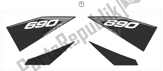 All parts for the Decal of the KTM 690 Duke R Europe 2010