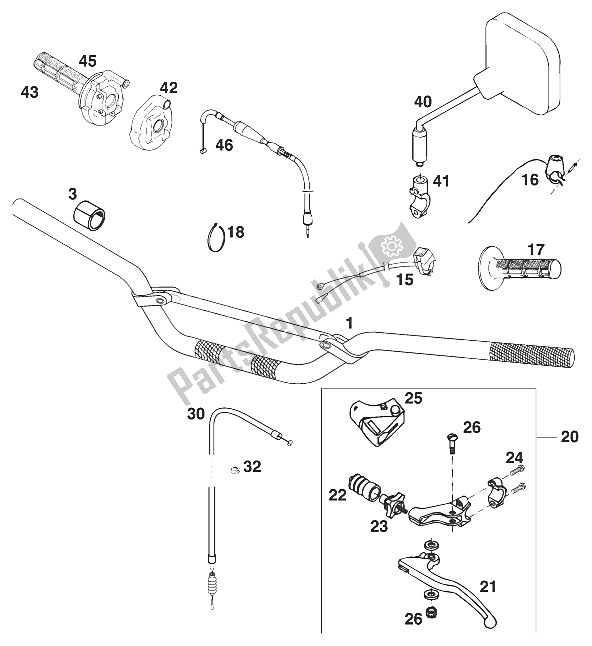 Toutes les pièces pour le Guidon - Contrôle 125 '97 du KTM 125 EGS M ö 6 KW Europe 1997