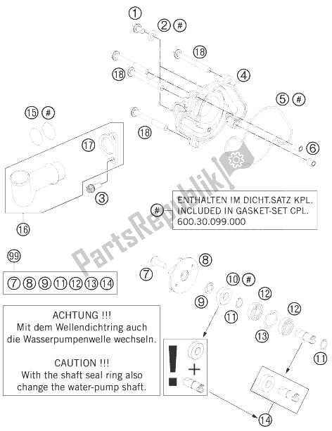 Toutes les pièces pour le Pompe à Eau du KTM 990 Supermoto R ABS Australia 2013