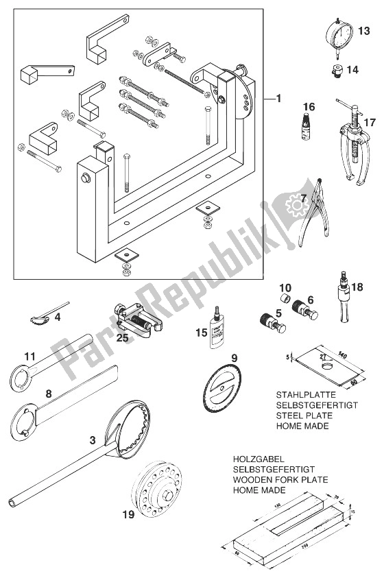 Tutte le parti per il Attrezzi Speciali 250-380 '98 del KTM 250 EGS 11 KW Europe 1999