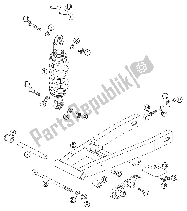Tutte le parti per il Ammortizzatore, Altalena 50 Sen. L del KTM 50 SX PRO Senior LC Europe USA 2002