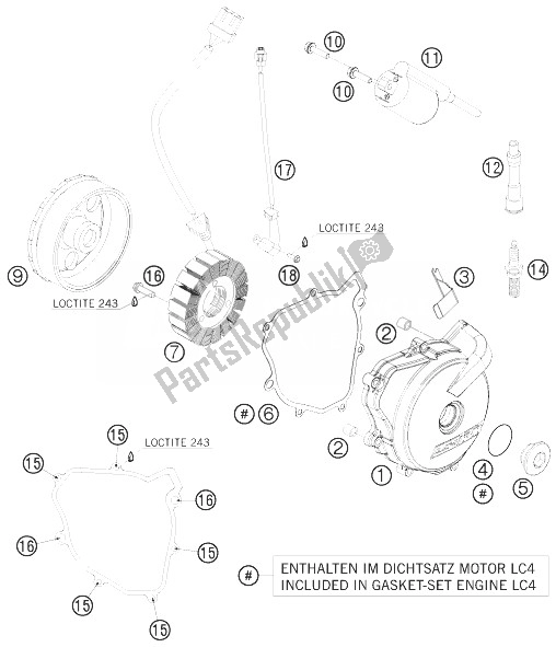 Tutte le parti per il Sistema Di Accensione del KTM 690 Duke Black Europe 2010