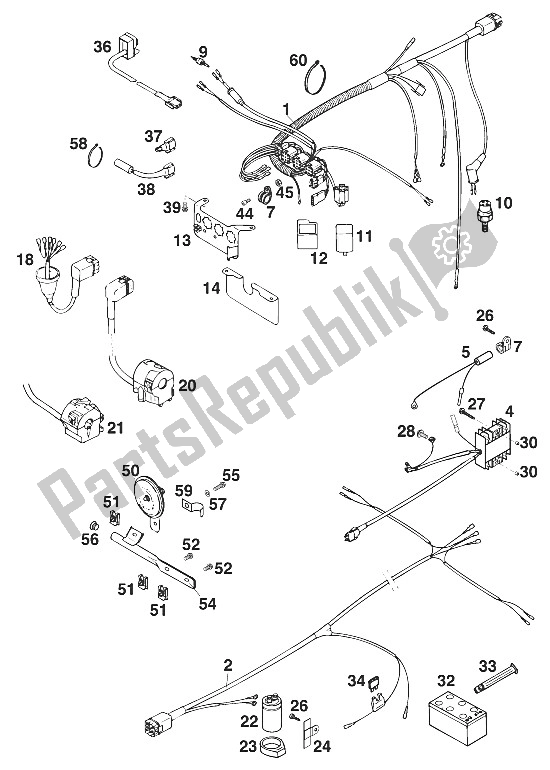 All parts for the Wire Harness Exc,egs '96 of the KTM 400 RXC E USA 1996